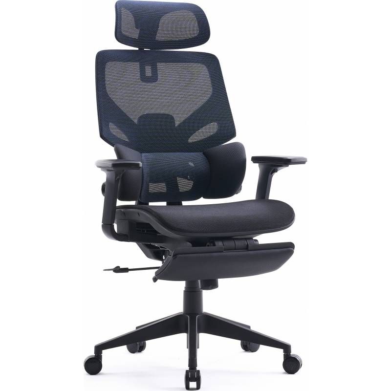 Кресло Cactus CS-CHR-MC01-BLBK синий сиденье черный сетка/ткань с подголов. крестов. пластик подст.для ног главное фото